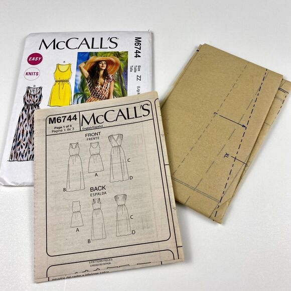 McCalls 6744 EASY Knits Misses Dresses Sewing Pattern Sz 16-26 L-XL-XXL UNCUT FF - Picture 9 of 9